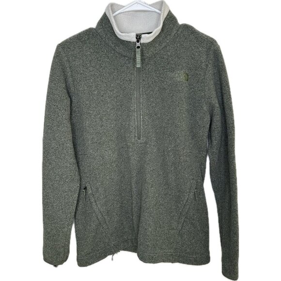 The North Face Lower Cliffs Pullover Fleece Womens Half Zip Heather Green M - Picture 2 of 9